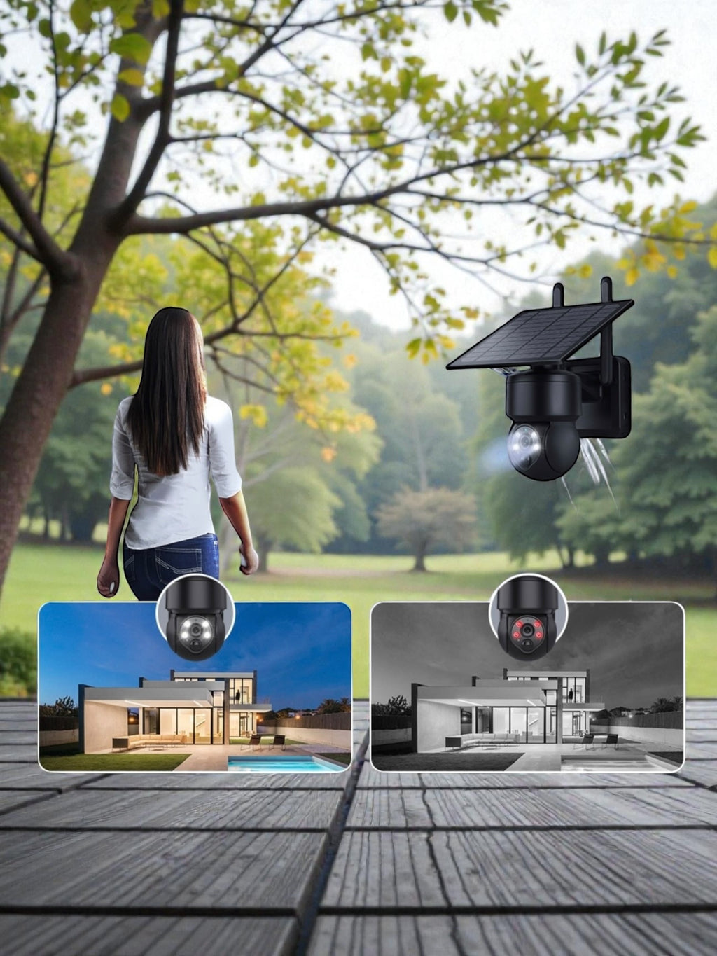 Pack Gardien Solaire 4MP : Caméra de Surveillance WiFi Ultra HD Autonome